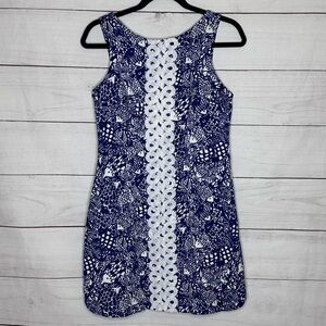Lilly Pulitzer Navy and White Patterned Mini Dress - 6